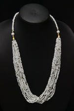 Load image into Gallery viewer, White &amp; Golden Braided Acrylic Beads Necklace
