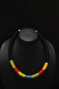 Multi-Color Choker Necklace Handcrafted with Fabric Threads