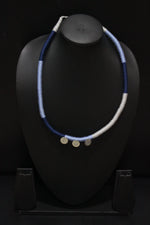 Load image into Gallery viewer, Elegant Minimalist Handcrafted Shades of Blue Choker with Stamped Coins
