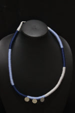 Load image into Gallery viewer, Elegant Minimalist Handcrafted Shades of Blue Choker with Stamped Coins
