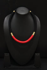 Load image into Gallery viewer, Red and Black Minimalist Choker Handcrafted with Fabric Threads
