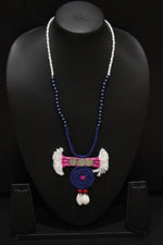 Load image into Gallery viewer, Elegant Handcrafted Fabric &amp; Rope Necklace Embellished with Glass Beads and Shells
