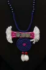 Load image into Gallery viewer, Elegant Handcrafted Fabric &amp; Rope Necklace Embellished with Glass Beads and Shells
