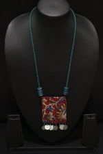 Load image into Gallery viewer, Kantha Work Kalamkari Fabric Handcrafted Necklace Embellished with Stamped Coins
