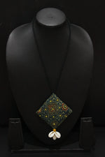 Load image into Gallery viewer, Elegant Handcrafted Ajrakh Fabric Necklace Embellished with Shells
