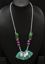 Load image into Gallery viewer, Handcrafted Kantha Work Multi-Color Fabric Necklace Embellished with Shells
