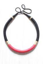 Load image into Gallery viewer, Red and Black Minimalist Choker Handcrafted with Fabric Threads
