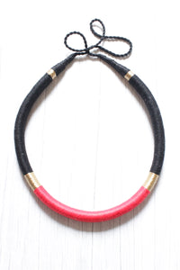 Red and Black Minimalist Choker Handcrafted with Fabric Threads