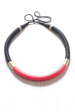 Load image into Gallery viewer, Red and Black Minimalist Choker Handcrafted with Fabric Threads
