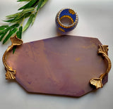 Premium Wood Serving Tray (Long) with a Splash of Colors and Gold Painted Handles