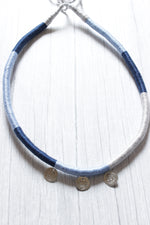 Load image into Gallery viewer, Elegant Minimalist Handcrafted Shades of Blue Choker with Stamped Coins

