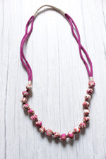 Load image into Gallery viewer, Lavender Block Printed Fabric Beads Handcrafted Necklace
