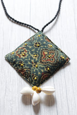 Load image into Gallery viewer, Elegant Handcrafted Ajrakh Fabric Necklace Embellished with Shells
