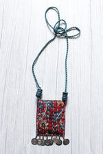 Load image into Gallery viewer, Kantha Work Kalamkari Fabric Handcrafted Necklace Embellished with Stamped Coins
