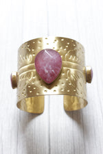 Load image into Gallery viewer, Statement Ruby Centerpiece Embedded Gold Finish Bracelet
