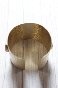 Statement Ruby Centerpiece Embedded Gold Finish Bracelet