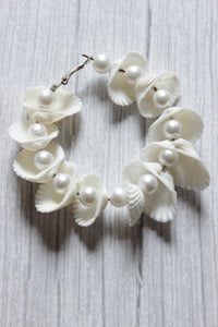 Serene White Sea Shell Hoop Earrings
