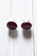 Load image into Gallery viewer, Pink Natural Gemstones Embedded Silver Plated Stud Earrings
