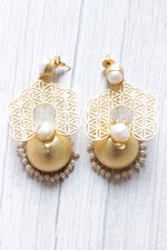 Load image into Gallery viewer, Outstanding River Pearl Gold Plated Intricately Detailed Jhumka Earrings
