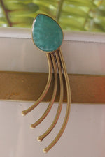 Load image into Gallery viewer, Turquoise Glass Stone Brass Dangler Earrings
