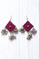 Load image into Gallery viewer, Handcrafted Fabric Square 3 Jhumka Earrings
