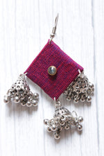 Load image into Gallery viewer, Handcrafted Fabric Square 3 Jhumka Earrings
