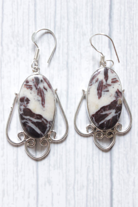 Coconut Jasper Rare Natural Gemstone Silver Plated Earrings