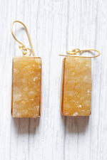 Load image into Gallery viewer, Handmade Yellow Natural Sugar Druzy Gemstone Gold Plated Hook Earrings
