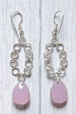 Load image into Gallery viewer, Paink Calcy Natural Gemstone Silver Finish Drop Dangler Earrings
