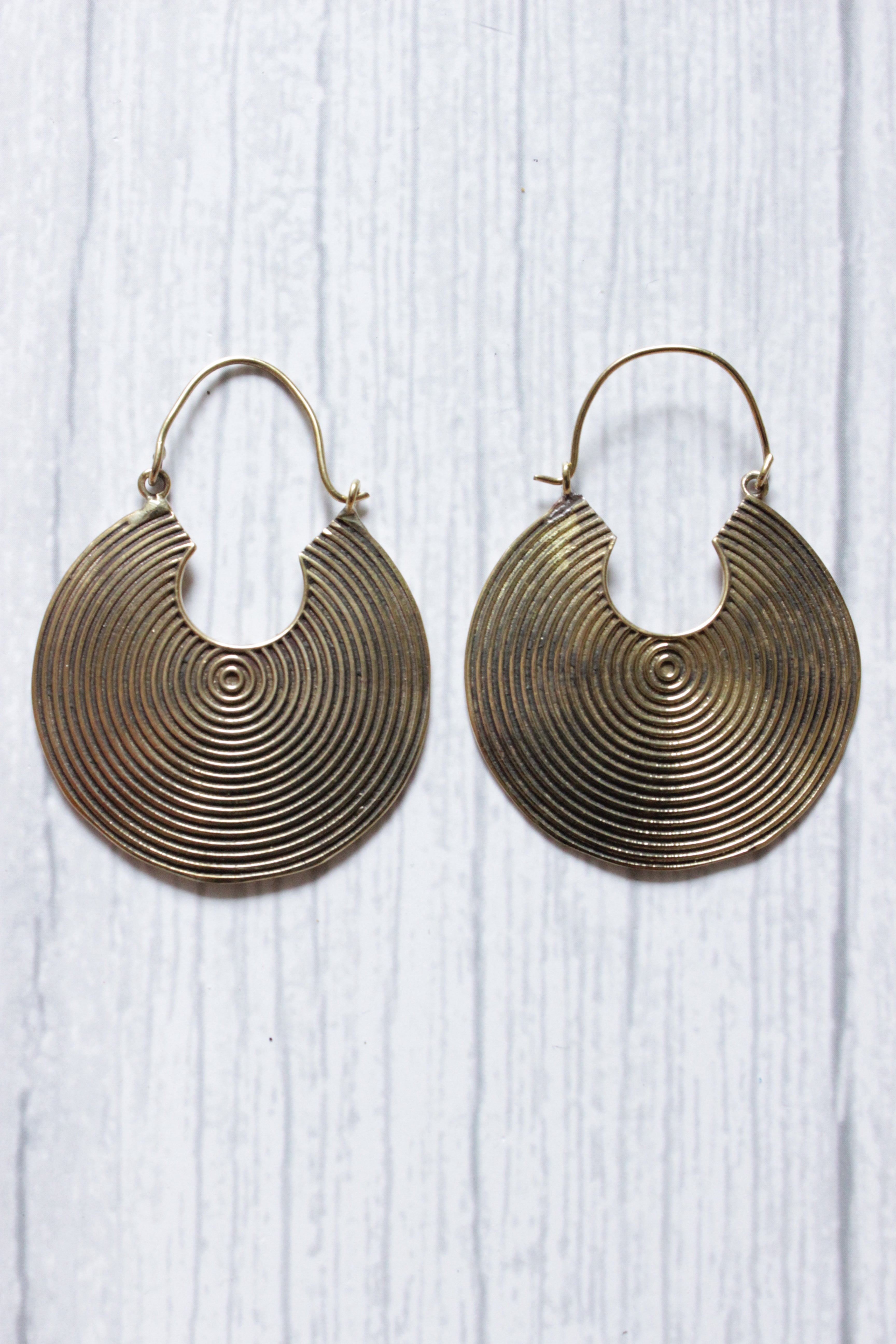 Vintage Brass Spiral Bali Handmade Hoop Earrings