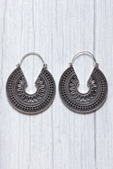 Spiral Boho Silver Plated Intricately Detailed Circular Earrings