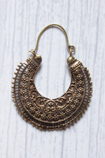 Load image into Gallery viewer, Vintage Brass Spiral Bali Intricately Detailed Handmade Hoop Earrings
