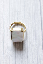 Load image into Gallery viewer, Mother of Pearl Natural Gemstone Gold Plated Ring
