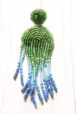 Load image into Gallery viewer, Shades of Blue and Green Hand Braided Beads Boho Dangler Earrings
