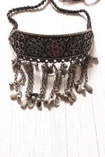 Load image into Gallery viewer, Oxidised Enamel Finish Embedded Statement Metal Choker Necklace
