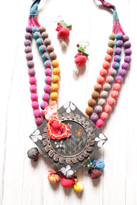 3 Layer Fabric Beads Hand-Painted Necklace Set