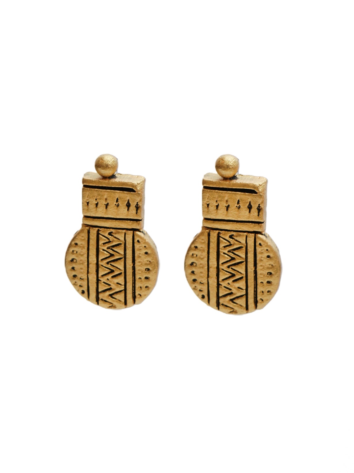 Thread Closure Handpainted Golden Terracotta Necklace Set
