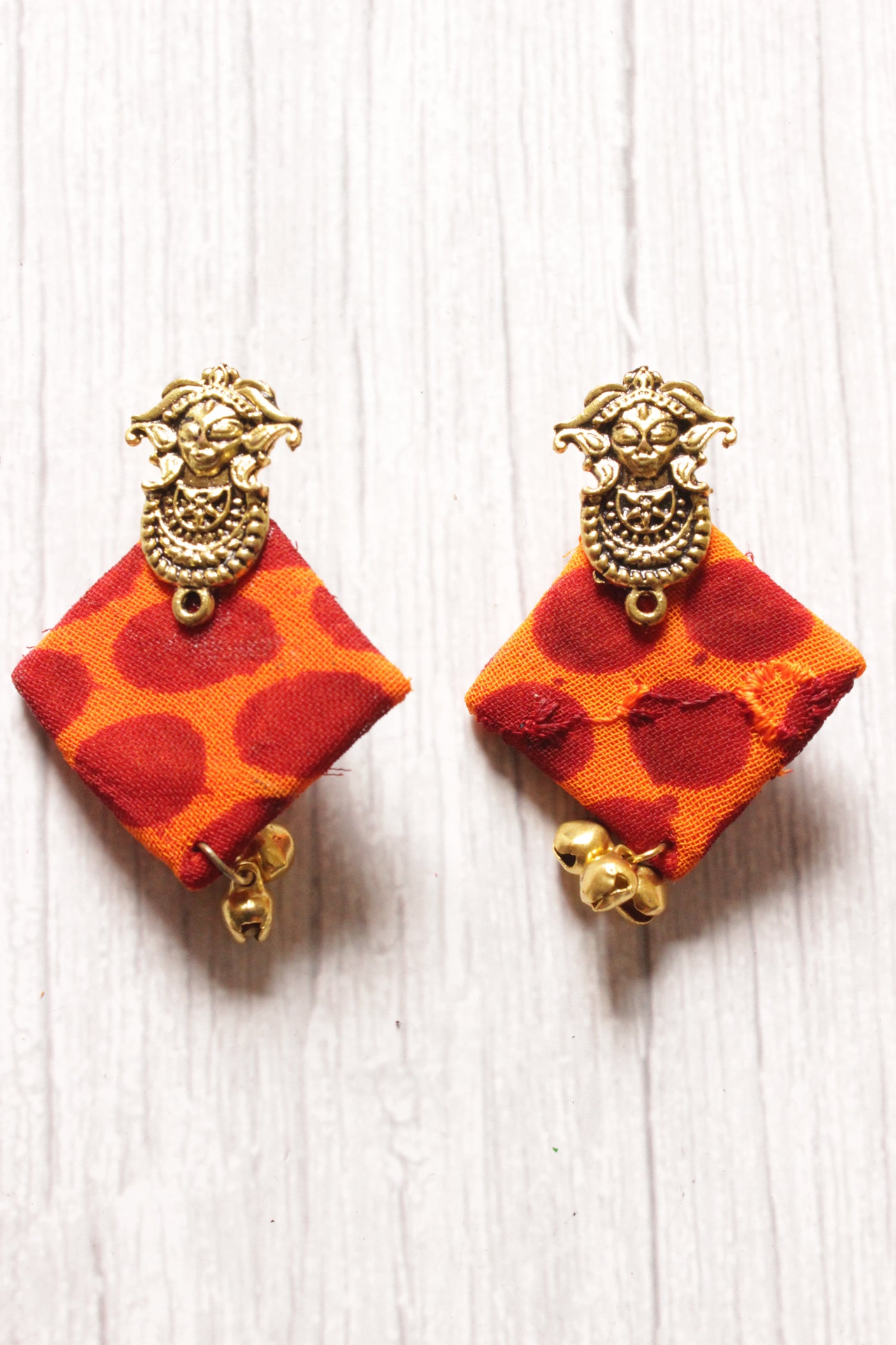 Fabric and Metal Religious Motif Pendant long Mangalsutra Style Necklace Set