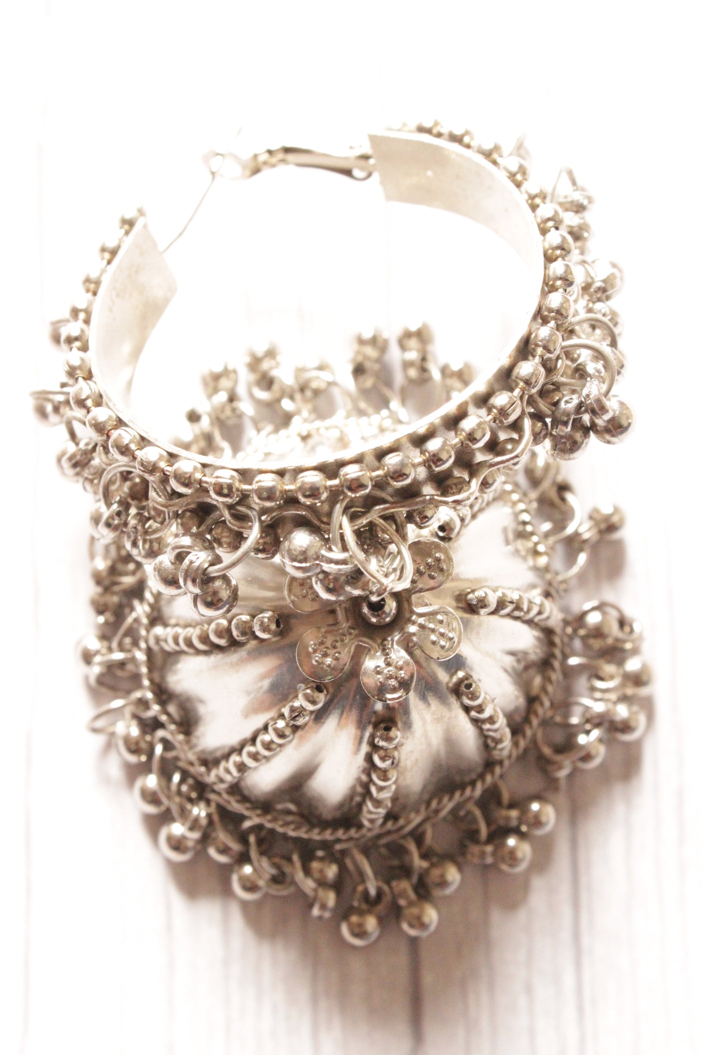 Oxidised Finish Dangler Hoop and Jhumka Earrings