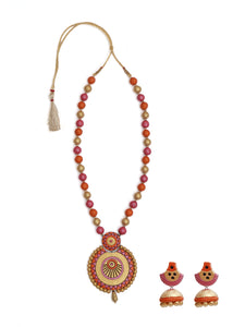 Multi-colored Beaded Terracotta Necklace Set