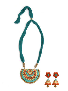 Turquoise Arc Shaped Terracotta Necklace Set