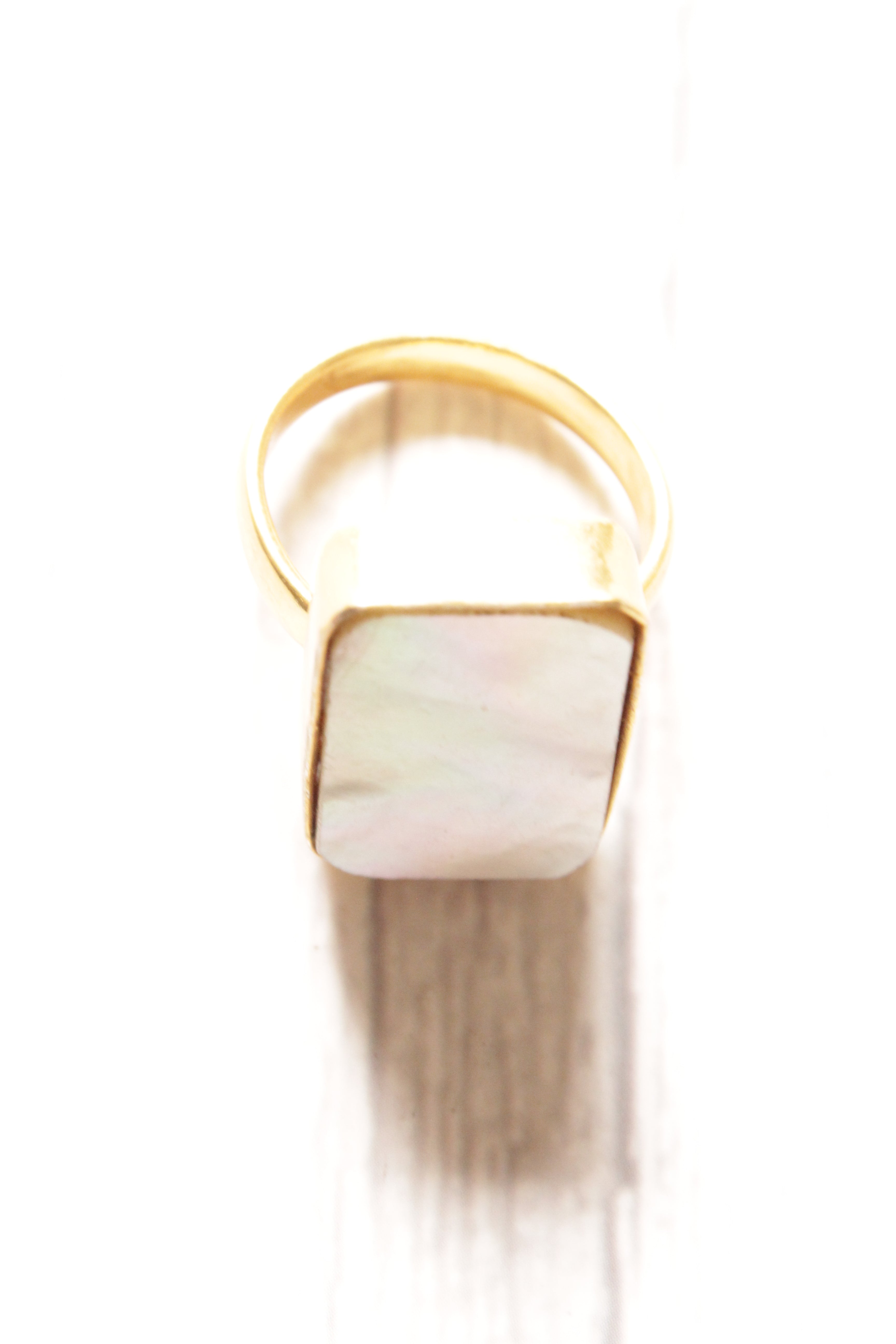 Mother of Pearl Natural Gemstone Gold Plated Ring
