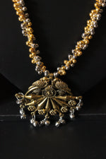 Load image into Gallery viewer, Silver and Gold Dual Finish Long Chain Festive Necklace
