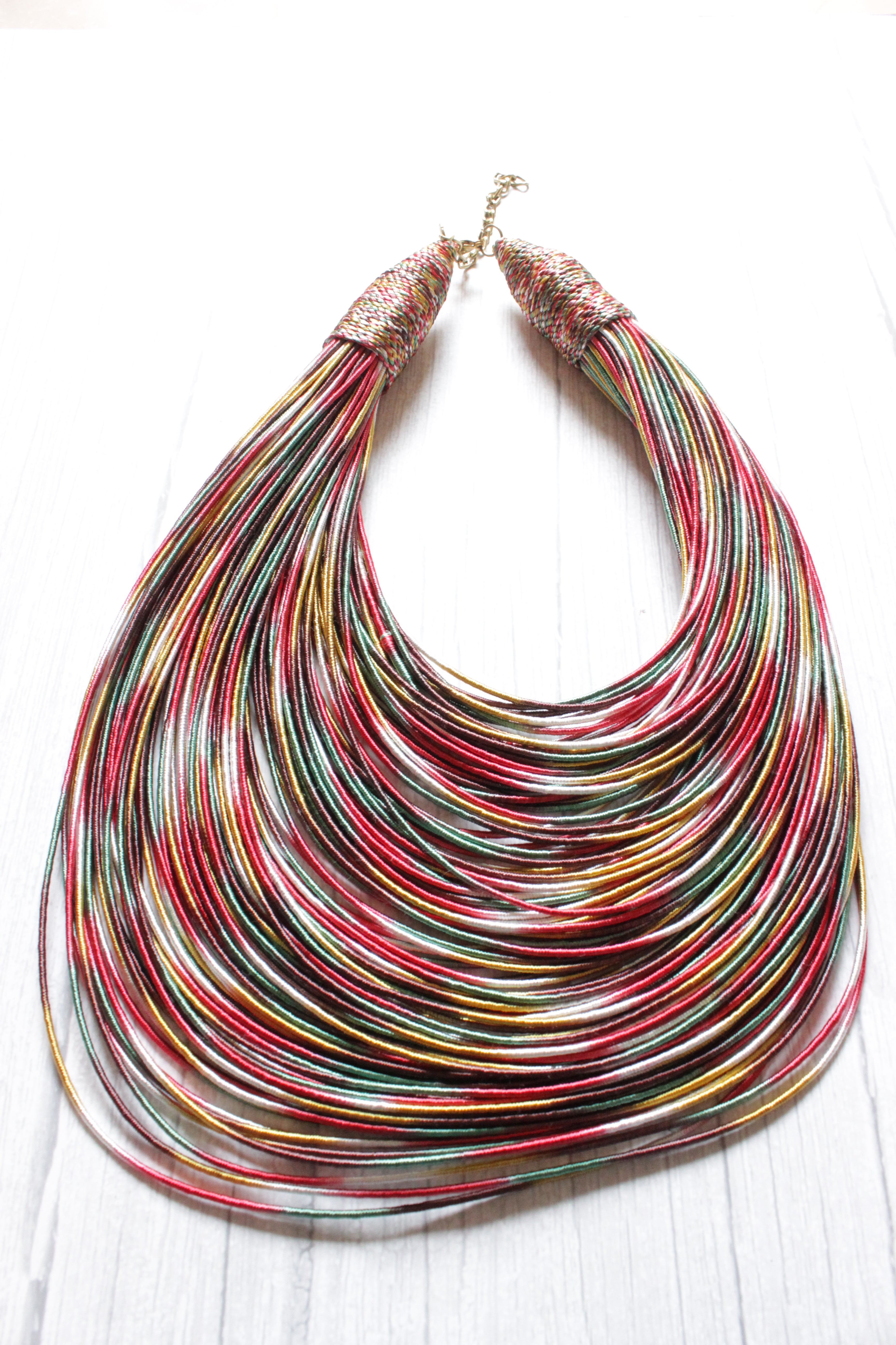 Multi-Color Handmade Silk Threads Multi-Layer Statement African Choker Necklace