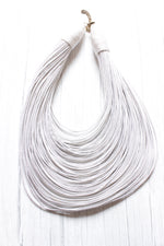 Load image into Gallery viewer, White Handmade Silk Threads Multi-Layer Statement African Choker Necklace
