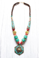 Brass Metal Pendant Handcrafted Beads African Tribal Necklace