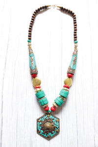 Brass Metal Pendant Handcrafted Beads African Tribal Necklace