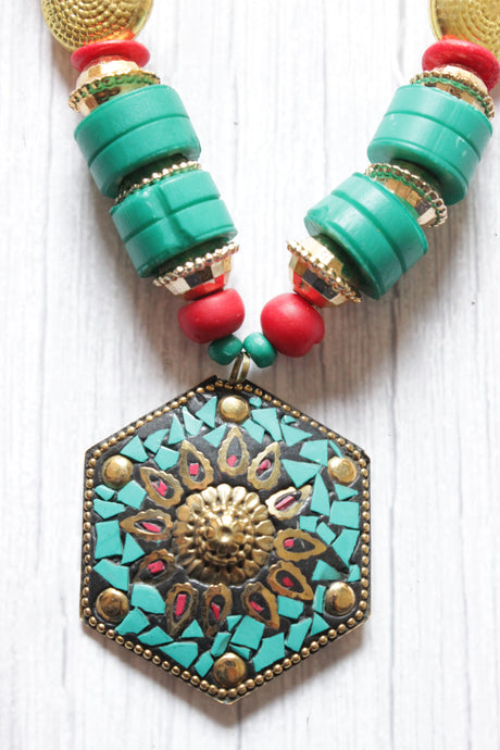 Brass Metal Pendant Handcrafted Beads African Tribal Necklace
