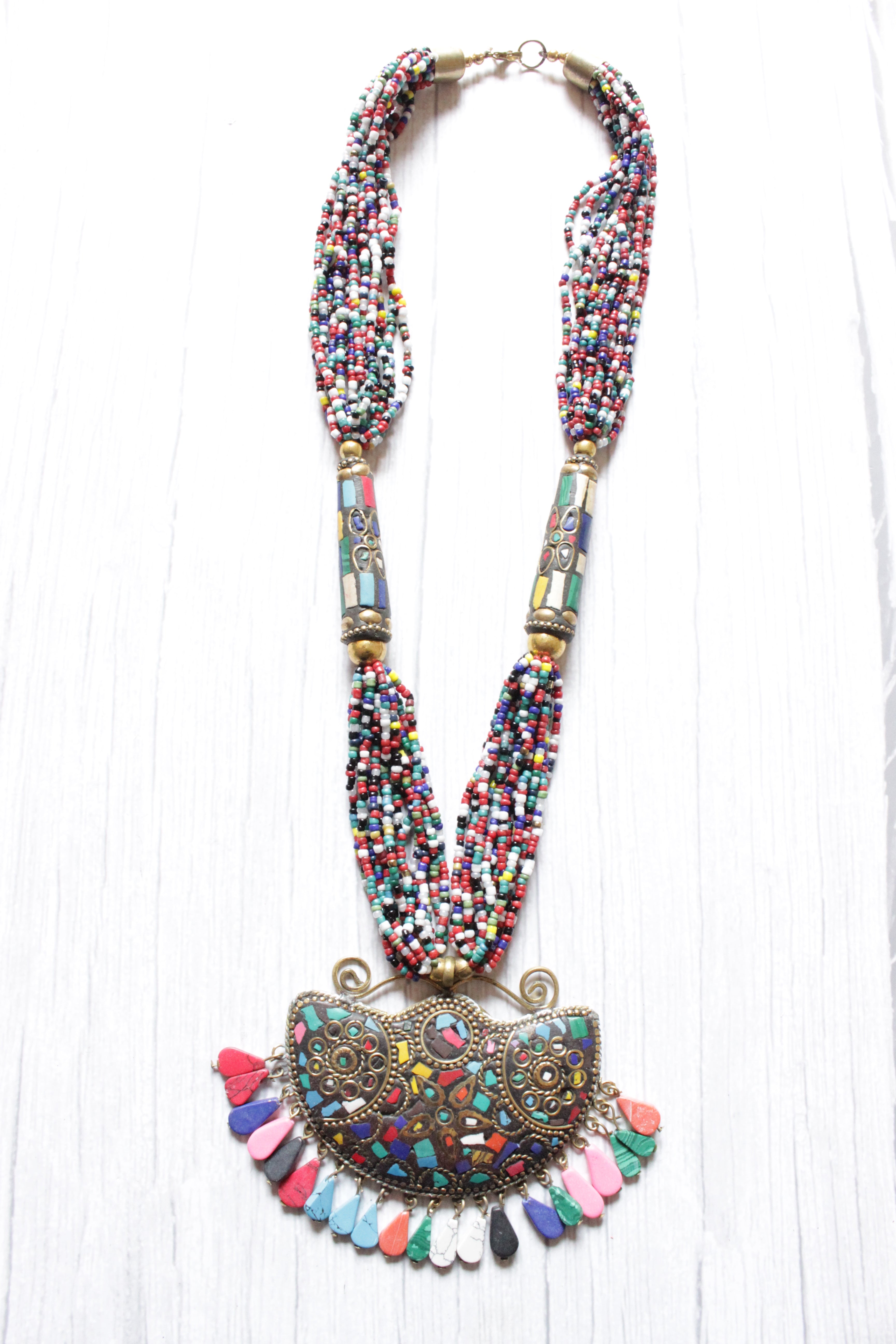 Multi-Color Beads Handcrafted Long Tibetan Necklace