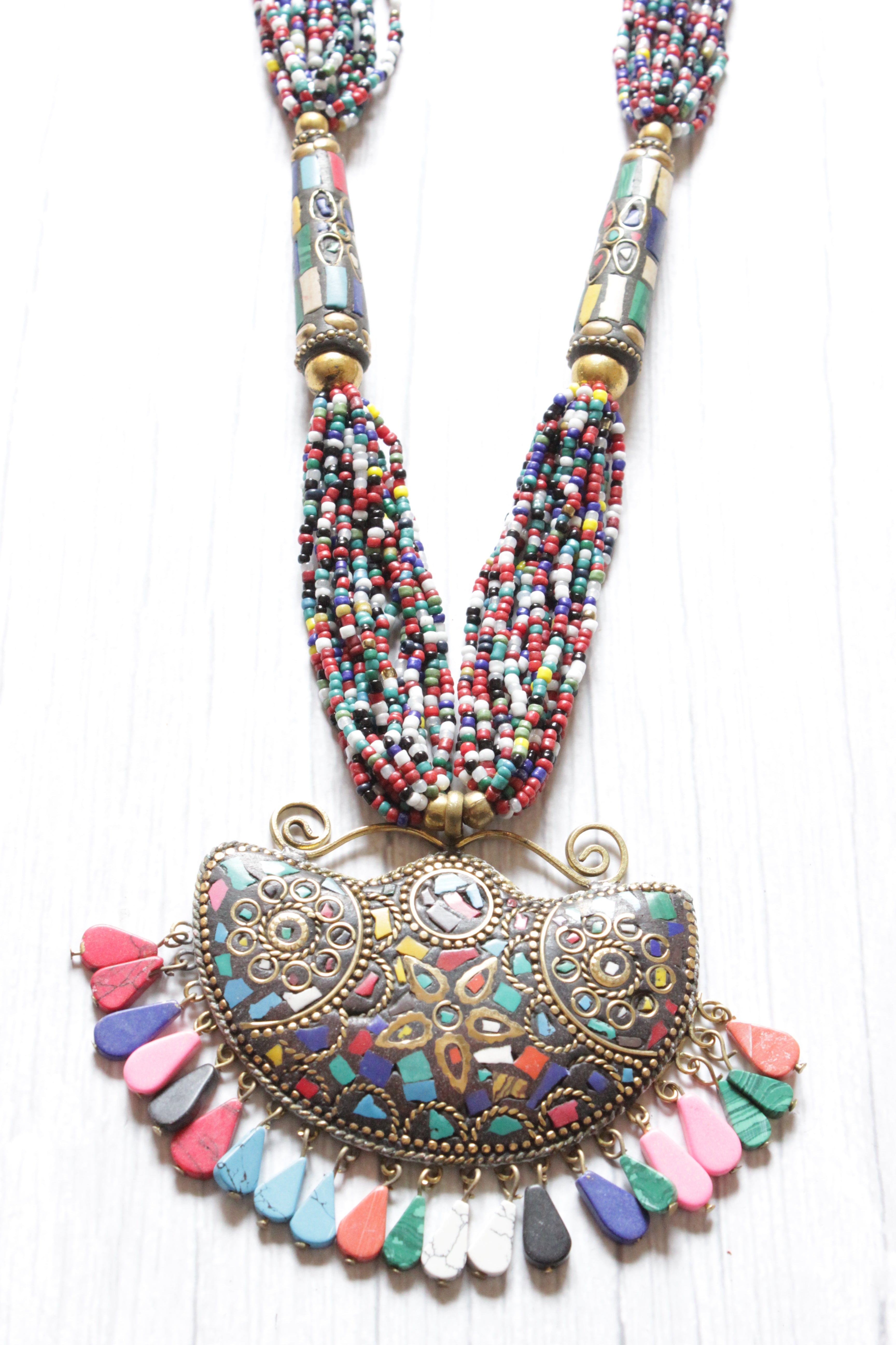 Multi-Color Beads Handcrafted Long Tibetan Necklace